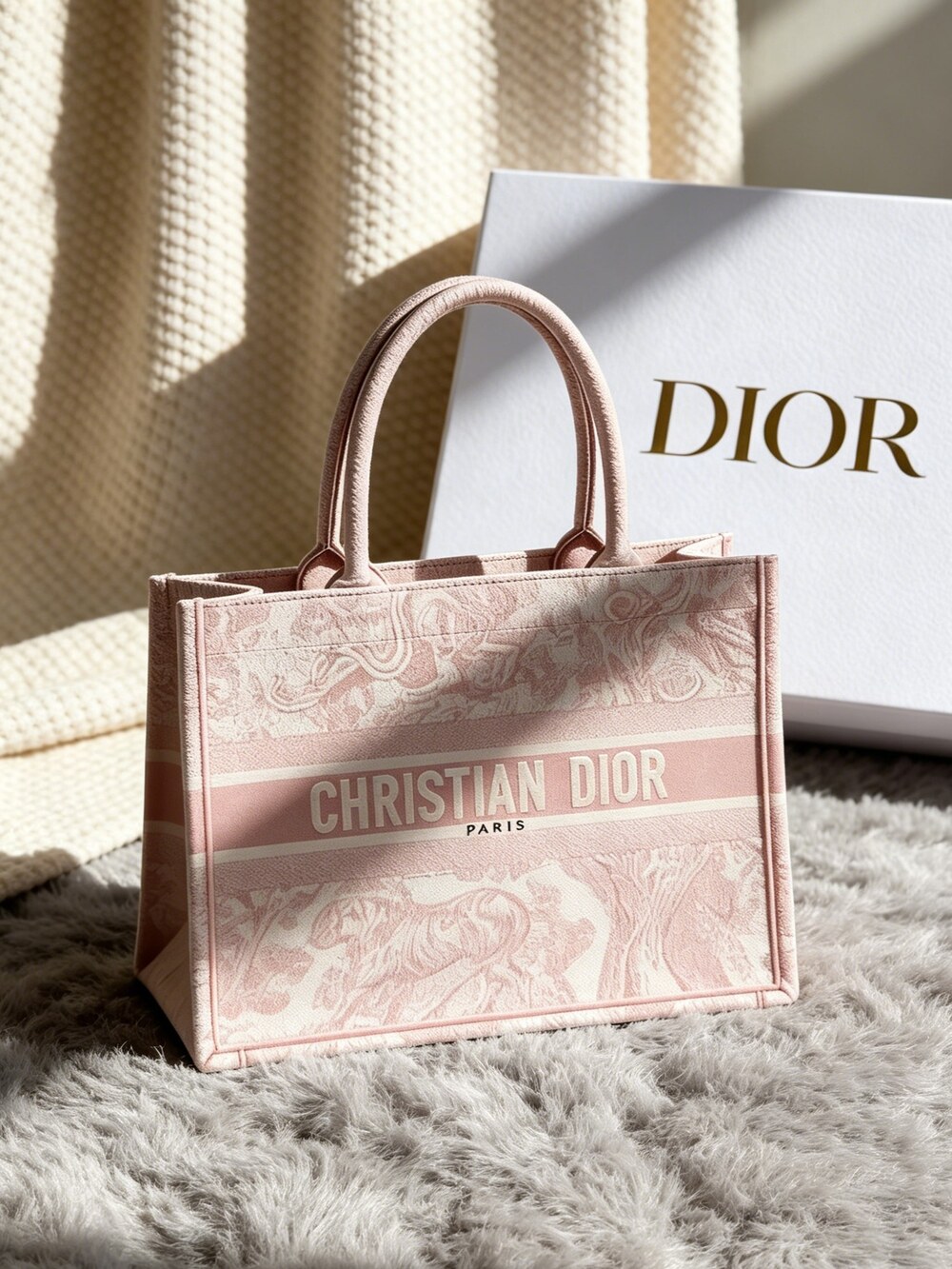 Large Dior Book Tote Bag Pink